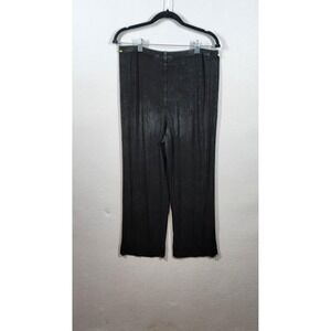 Chicos Travelers Pants Womens 1 Black Pull On Wide Leg Stretch USA Acetate Blend